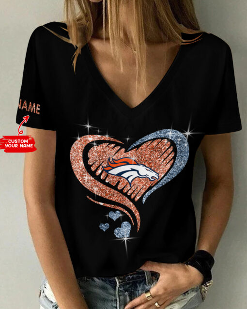 Denver Broncos Personalized V-neck Women T-shirt AGCWTS196