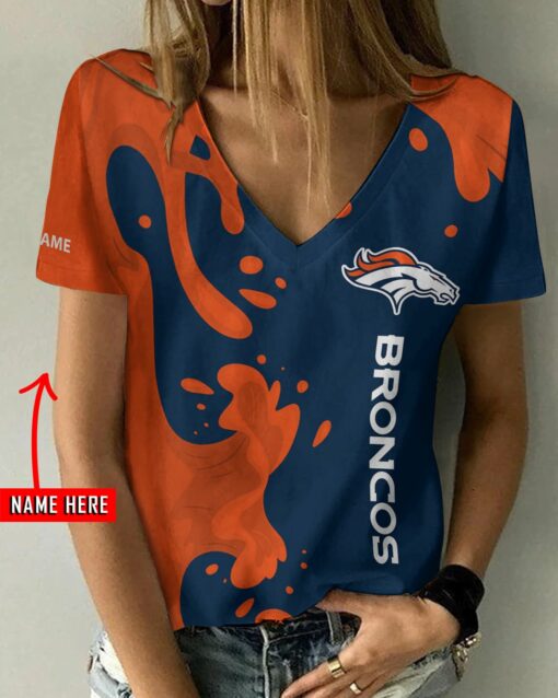 Denver Broncos Personalized V-neck Women T-shirt BG654