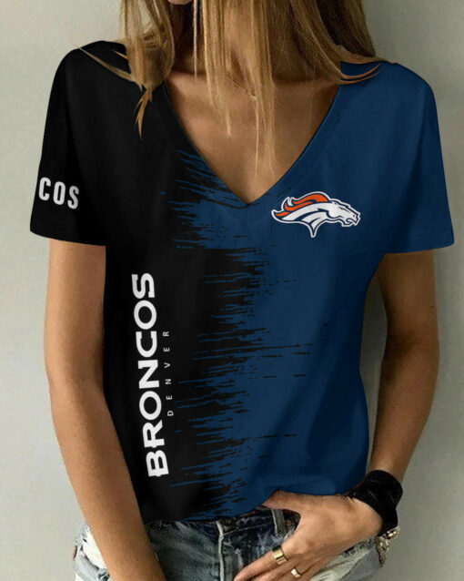 Denver Broncos Summer V-neck Women T-shirt BG04