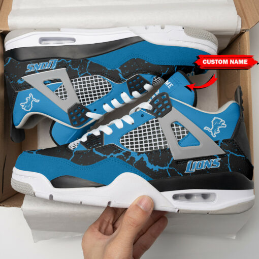 Detroit Lions Personalized AJ4 Sneaker BG138