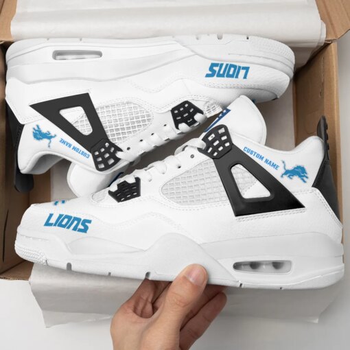 Detroit Lions Personalized AJ4 Sneaker BG282