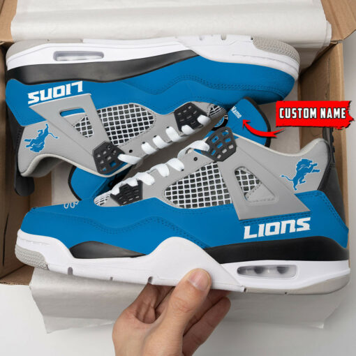 Detroit Lions Personalized AJ4 Sneaker BG57