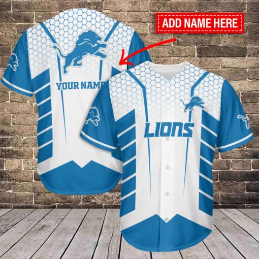 Detroit Lions Personalized Baseball Jersey BG430