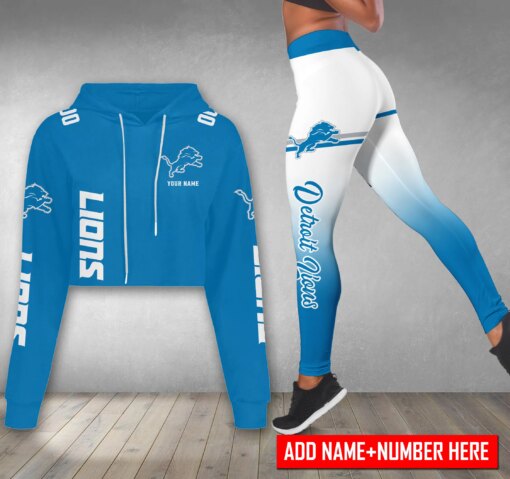 Detroit Lions Personalized Combo Croptop Hoodie And Leggings AZCLG074+AZC2CHD074