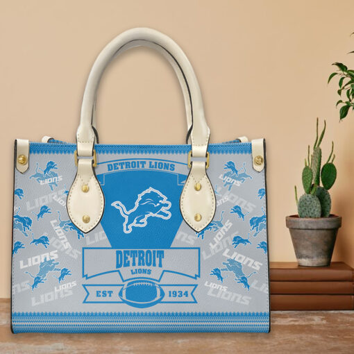 Detroit Lions Personalized Leather Hand Bag BBLTHB682