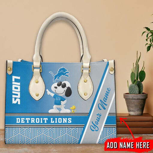 Detroit Lions Personalized Leather Hand Bag BBLTHB716