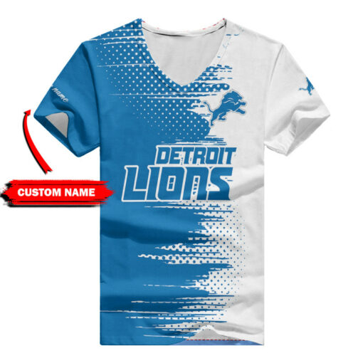 Detroit Lions Personalized Summer V-neck Women T-shirt BG317