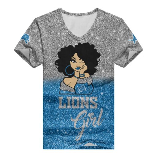 Detroit Lions Personalized Summer V-neck Women T-shirt BG39