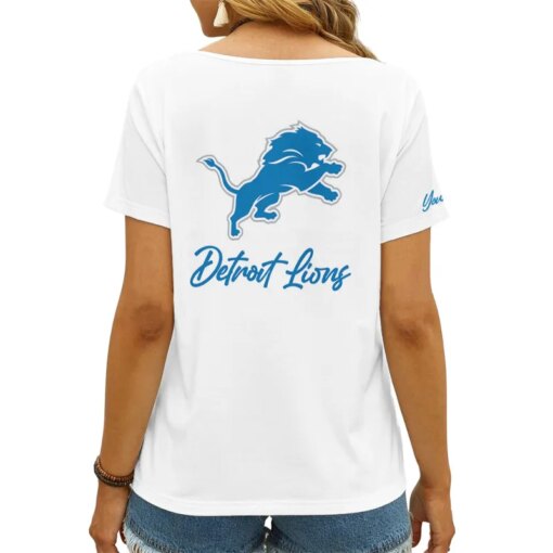 Detroit Lions Personalized V-neck Women T-shirt AGC49