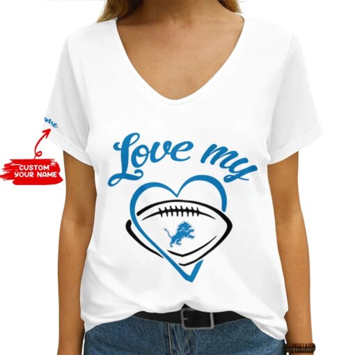 Detroit Lions Personalized V-neck Women T-shirt AGC49