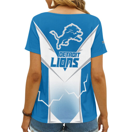 Detroit Lions Personalized V-neck Women T-shirt AGC58