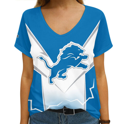 Detroit Lions Personalized V-neck Women T-shirt AGC58