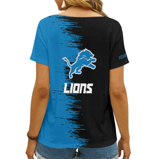 Detroit Lions Personalized V-neck Women T-shirt AGCWTS120