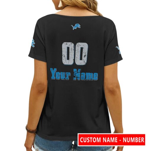 Detroit Lions Personalized V-neck Women T-shirt AGCWTS126