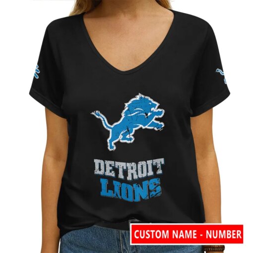 Detroit Lions Personalized V-neck Women T-shirt AGCWTS126