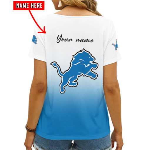 Detroit Lions Personalized V-neck Women T-shirt AGCWTS192