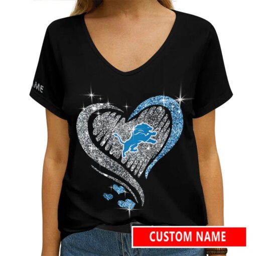 Detroit Lions Personalized V-neck Women T-shirt AGCWTS199