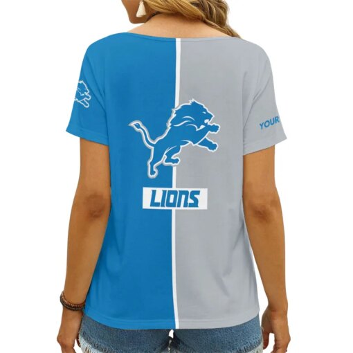 Detroit Lions Personalized V-neck Women T-shirt AGCWTS218