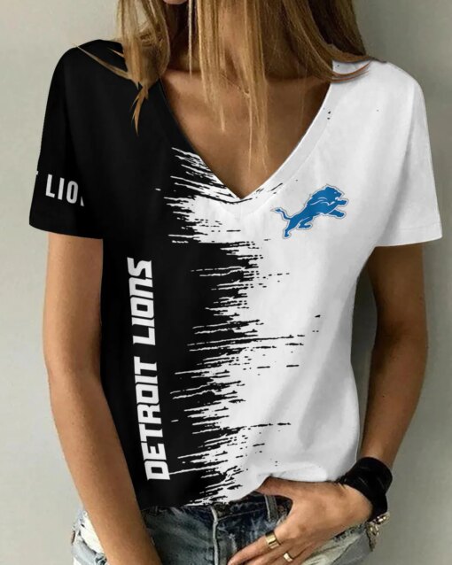 Detroit Lions Summer V-neck Women T-shirt BG18