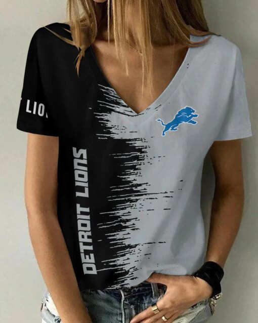 Detroit Lions Summer V-neck Women T-shirt BG18