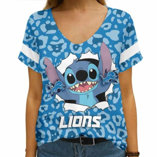 Detroit Lions V-neck Women T-shirt