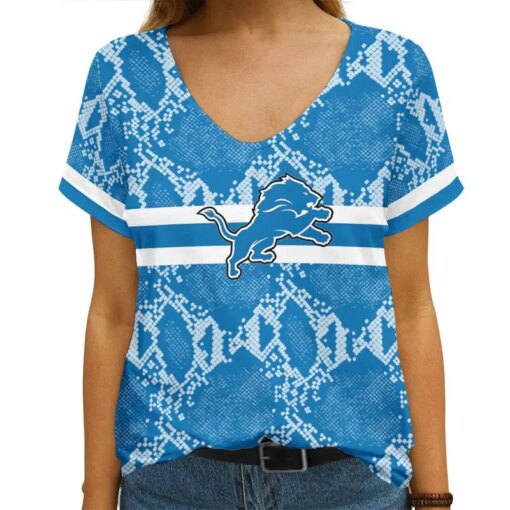 Detroit Lions V-neck Women T-shirt