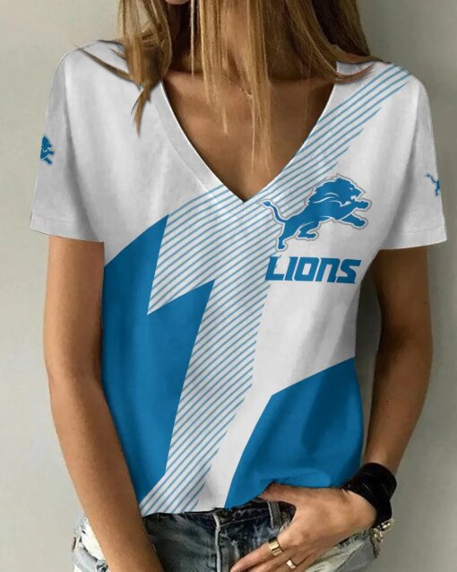 Detroit Lions V-neck Women T-shirt BG919