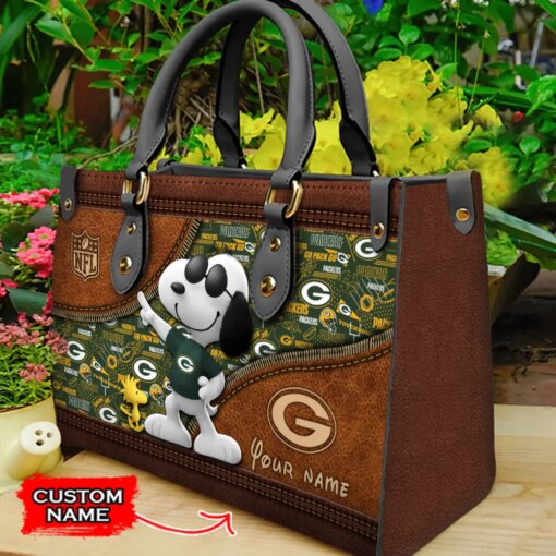 Green Bay Packers Personalized Leather Hand Bag BBLTHB547