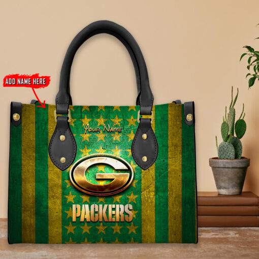 Green Bay Packers Personalized Leather Hand Bag BBLTHB693