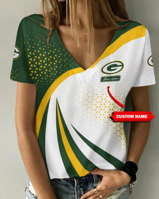 Green Bay Packers Personalized Summer V-neck Women T-shirt BG308