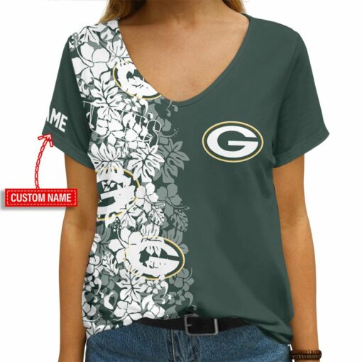 Green Bay Packers Personalized V-neck Women T-shirt