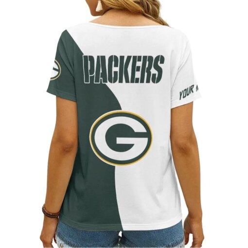 Green Bay Packers Personalized V-neck Women T-shirt