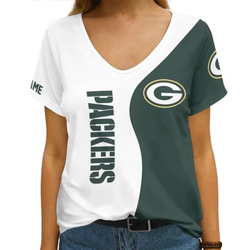 Green Bay Packers Personalized V-neck Women T-shirt