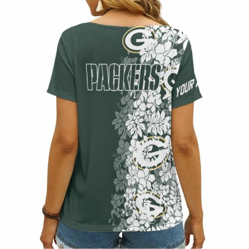 Green Bay Packers Personalized V-neck Women T-shirt