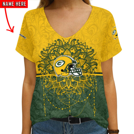 Green Bay Packers Personalized V-neck Women T-shirt AGCWTS136