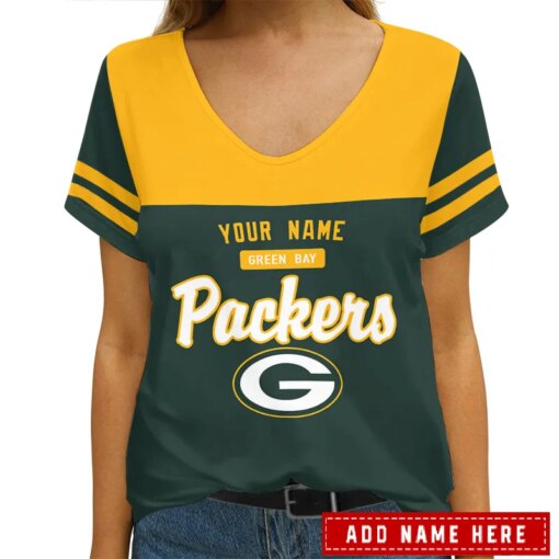 Green Bay Packers Personalized V-neck Women T-shirt AGCWTS256