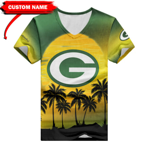 Green Bay Packers Personalized V-neck Women T-shirt BG433