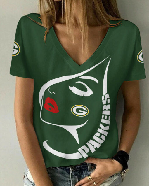 Green Bay Packers Summer V-neck Women T-shirt 137