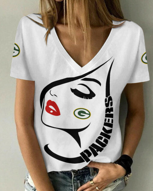 Green Bay Packers Summer V-neck Women T-shirt 137