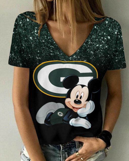 Green Bay Packers Summer V-neck Women T-shirt BG228