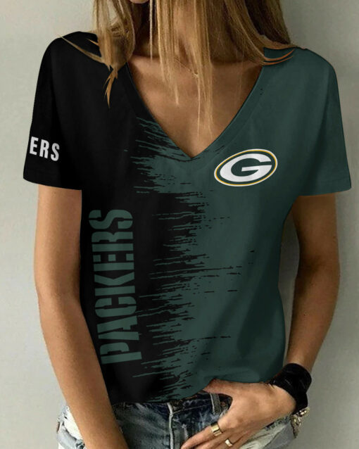 Green Bay Packers Summer V-neck Women T-shirt BG24