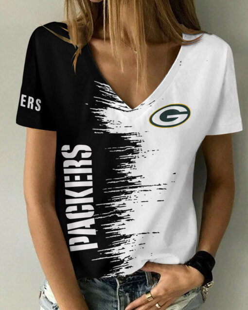 Green Bay Packers Summer V-neck Women T-shirt BG24