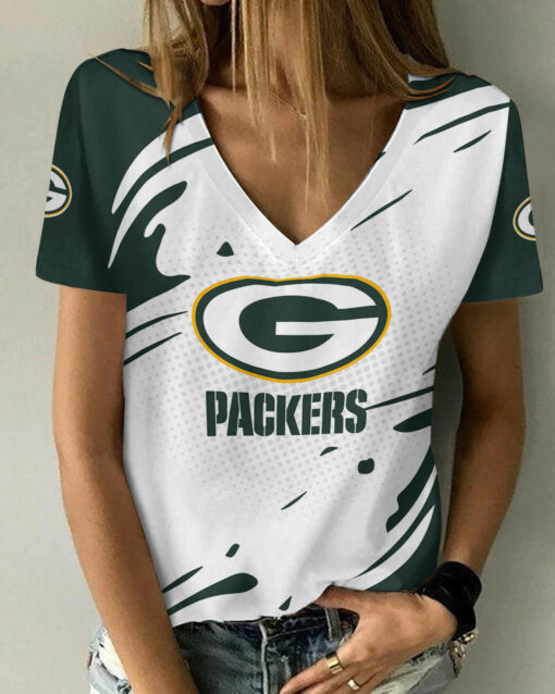 Green Bay Packers Summer V-neck Women T-shirt BG265