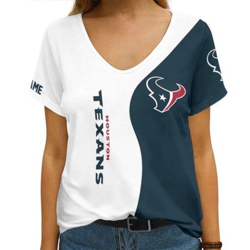 Houston Texans Personalized V-neck Women T-shirt