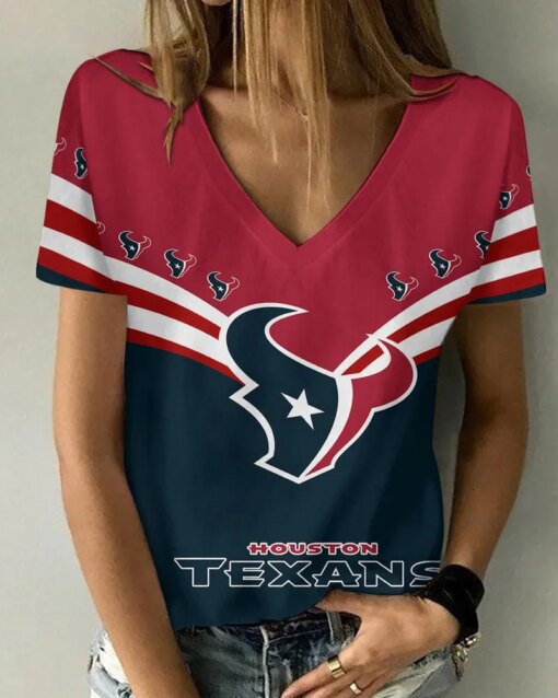 Houston Texans Personalized V-neck Women T-shirt