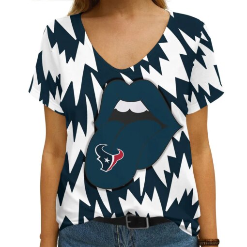 Houston Texans Summer V-neck Women T-shirt