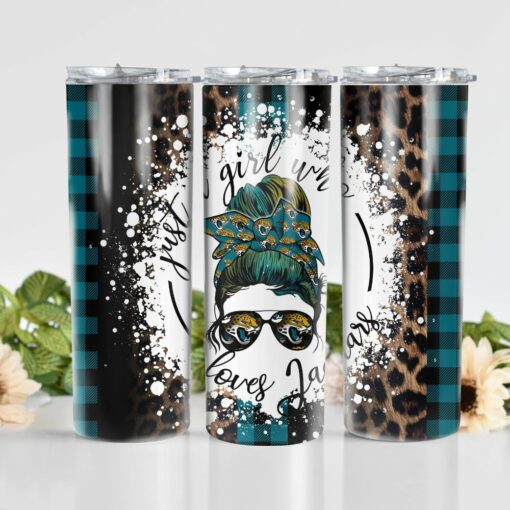 Jacksonville Jaguars Glitter Tumbler With Stainless Steel Straw BG03