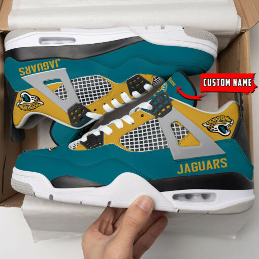 Jacksonville Jaguars Personalized AJ4 Sneaker BG53