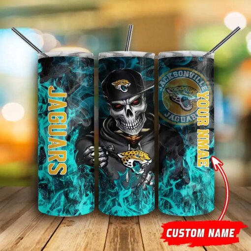 Jacksonville Jaguars Personalized Glitter Tumbler With Stainless Steel Straw BG80