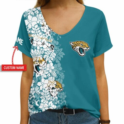 Jacksonville Jaguars Personalized V-neck Women T-shirt